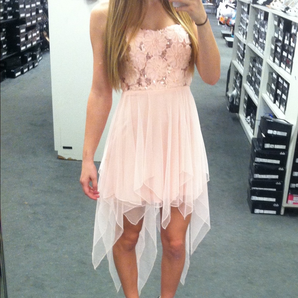 Strapless pink dress